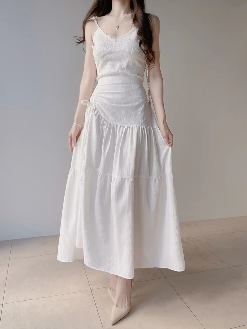 ドローストリングバックゴムフレアロングスカート | mirangmirang | 詳細画像15