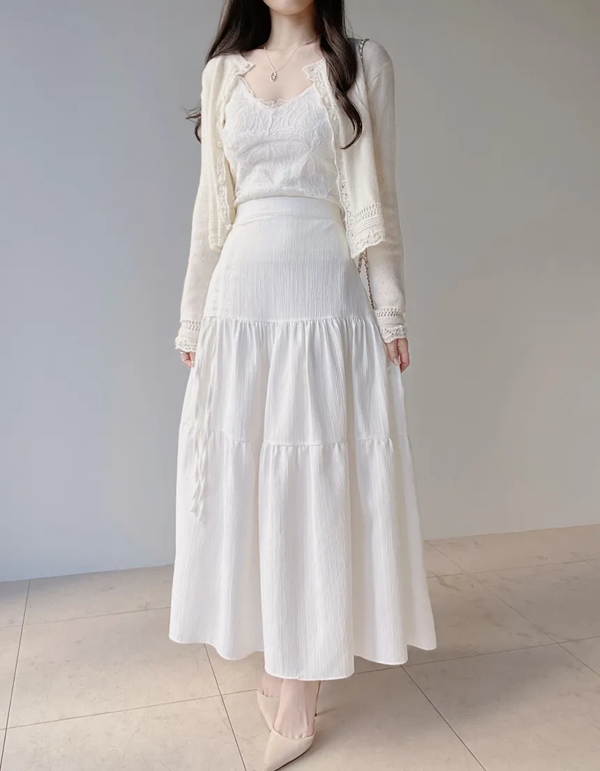 ドローストリングバックゴムフレアロングスカート | mirangmirang | 詳細画像17