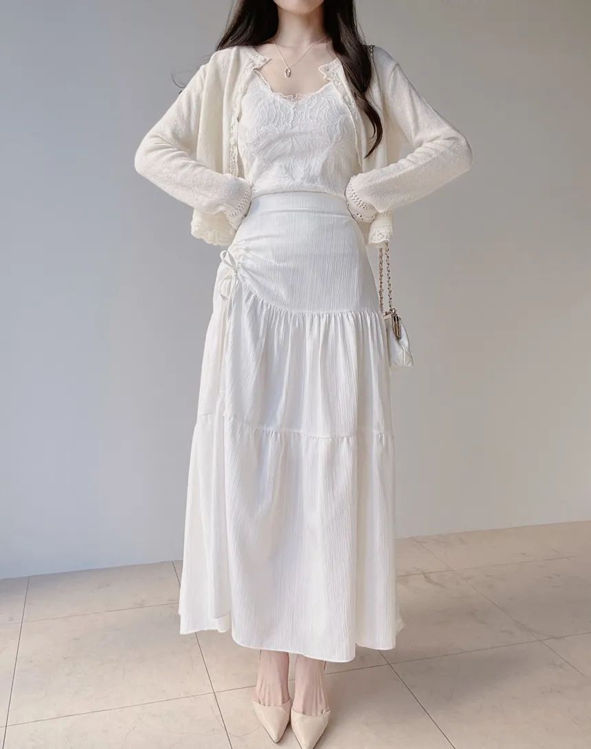 ドローストリングバックゴムフレアロングスカート | mirangmirang | 詳細画像18