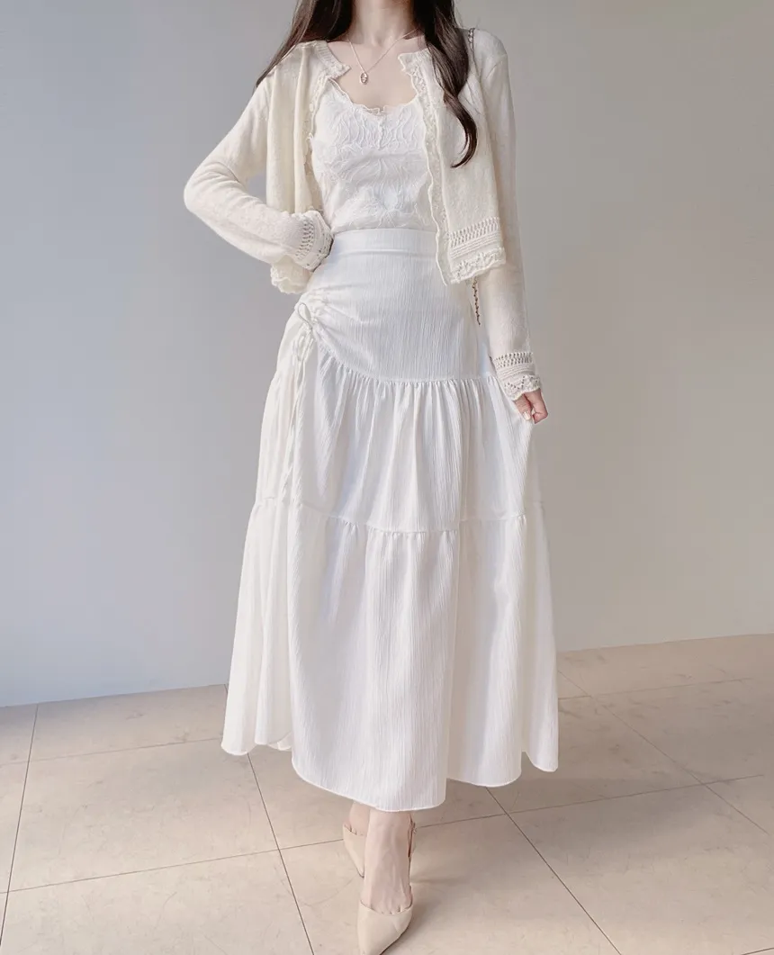 ドローストリングバックゴムフレアロングスカート | mirangmirang | 詳細画像21