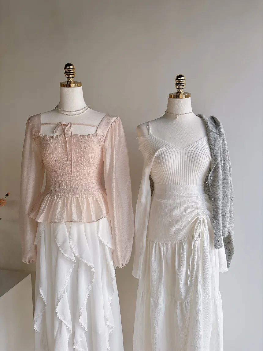 ドローストリングバックゴムフレアロングスカート | mirangmirang | 詳細画像25