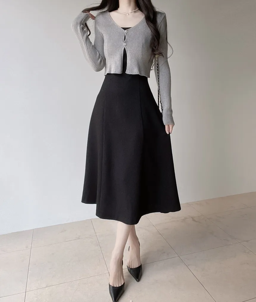 リボン(固定)ロングフレアワンピース | mirangmirang | 詳細画像32