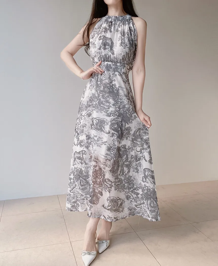 ホルターネックバックストラップロングプリントワンピース | mirangmirang | 詳細画像9