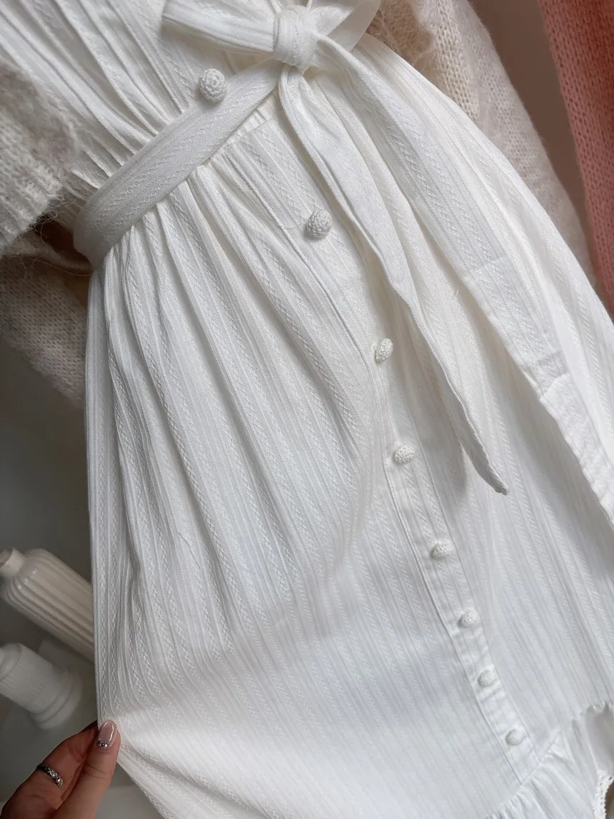 レースボタンストラップシャーリングフリルロングキャミワンピース | mirangmirang | 詳細画像13