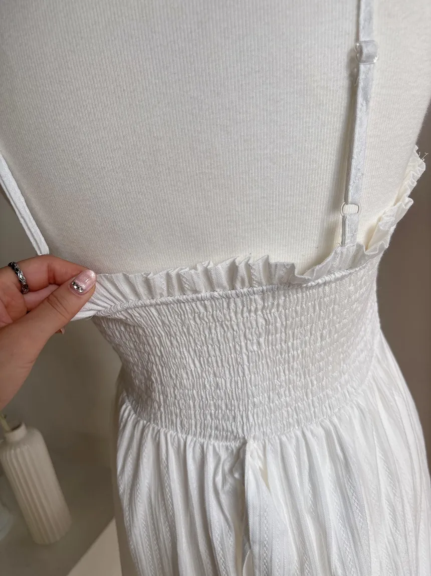 レースボタンストラップシャーリングフリルロングキャミワンピース | mirangmirang | 詳細画像17