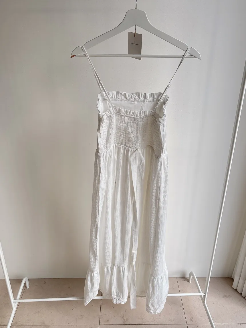 レースボタンストラップシャーリングフリルロングキャミワンピース | mirangmirang | 詳細画像19