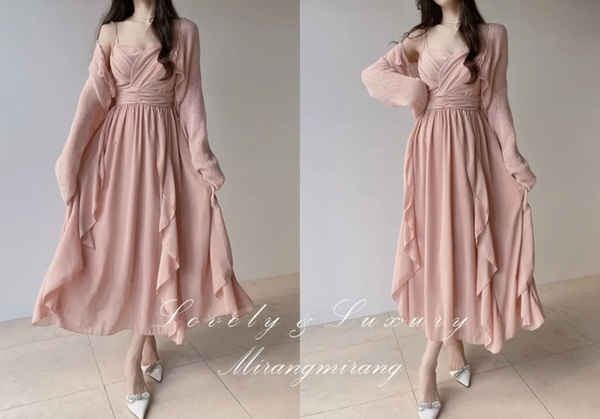 ギャザーフリルティアードフレアロングスカート | mirangmirang | 詳細画像1