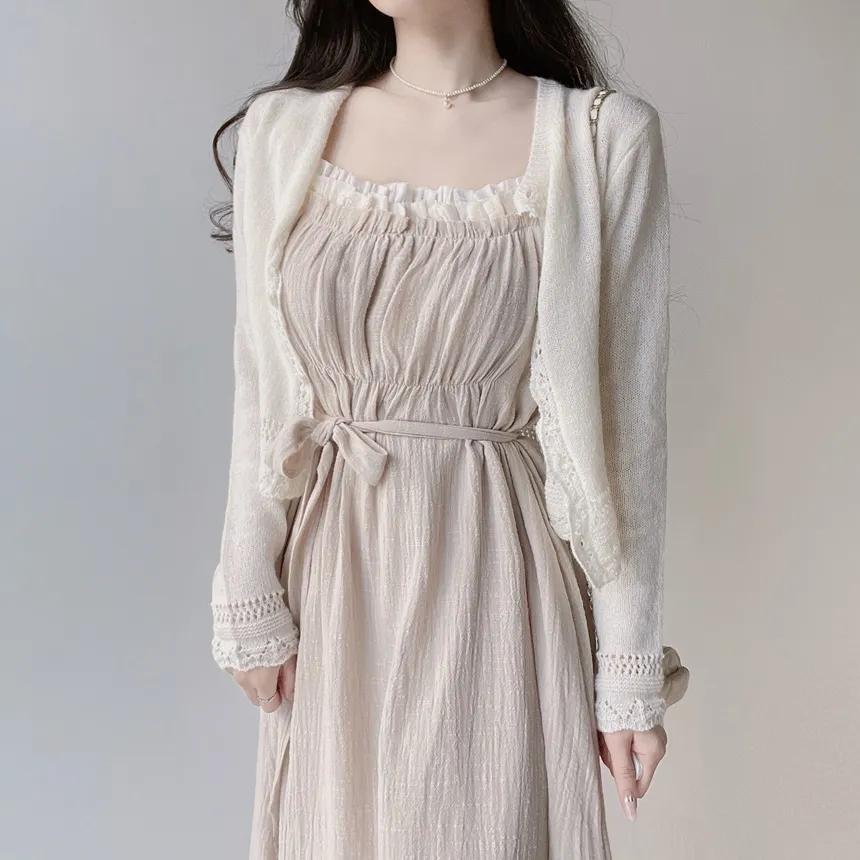 フリルロングフレアワンピースストラップ付 | mirangmirang | 詳細画像10