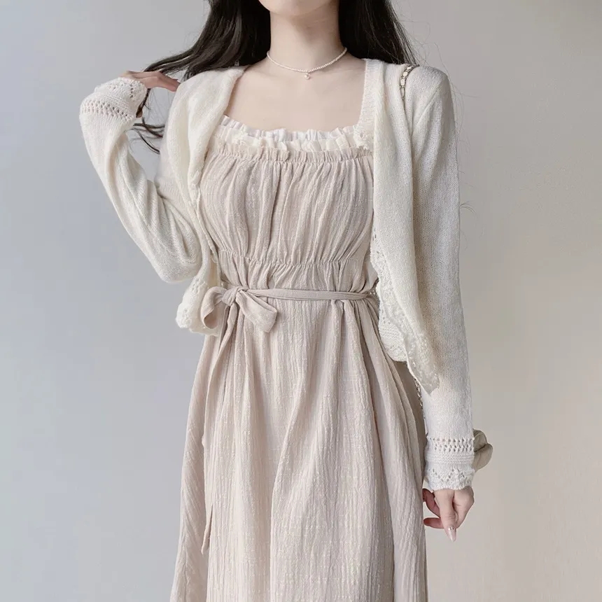 フリルロングフレアワンピースストラップ付 | mirangmirang | 詳細画像11