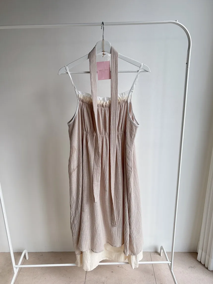 フリルロングフレアワンピースストラップ付 | mirangmirang | 詳細画像12