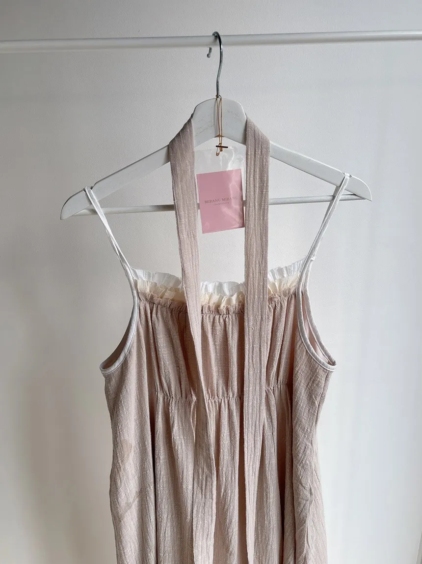 フリルロングフレアワンピースストラップ付 | mirangmirang | 詳細画像13