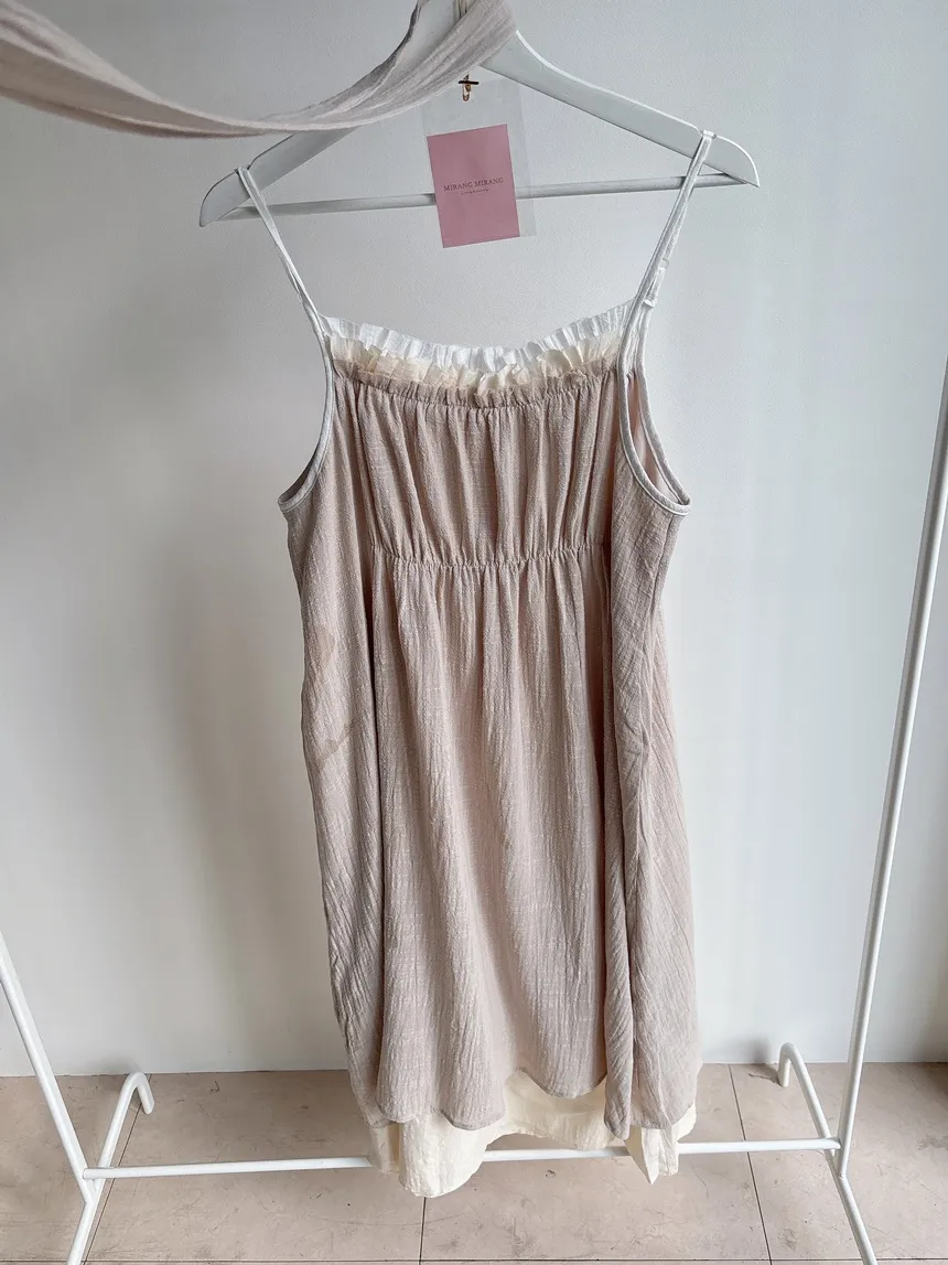フリルロングフレアワンピースストラップ付 | mirangmirang | 詳細画像14