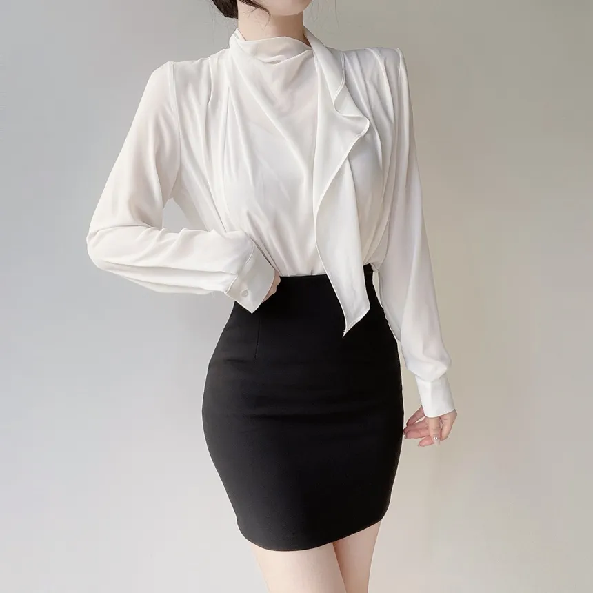 ボウタイピンタック長袖ブラウス | mirangmirang | 詳細画像5