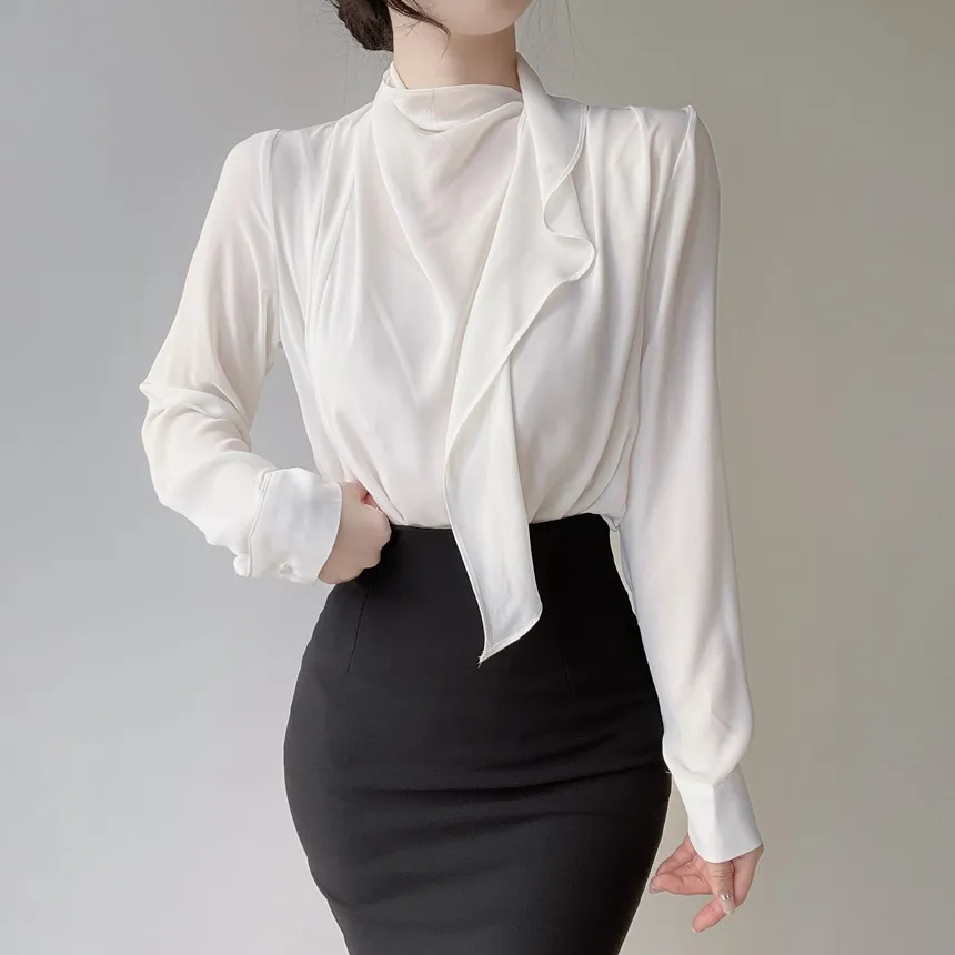 ボウタイピンタック長袖ブラウス | mirangmirang | 詳細画像6