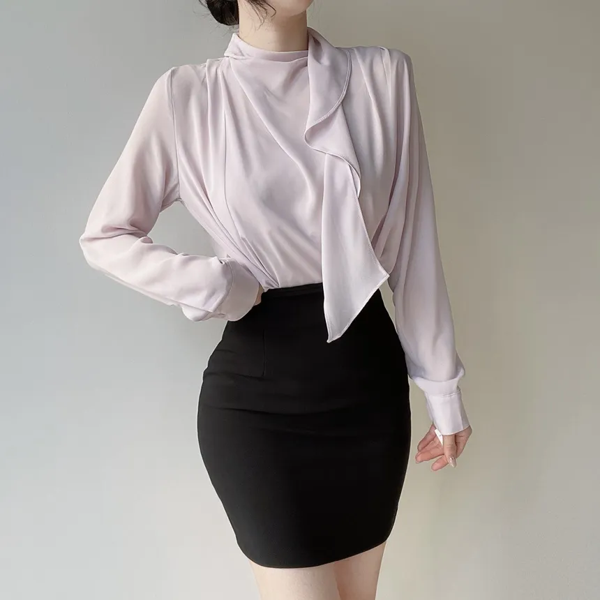 ボウタイピンタック長袖ブラウス | mirangmirang | 詳細画像9