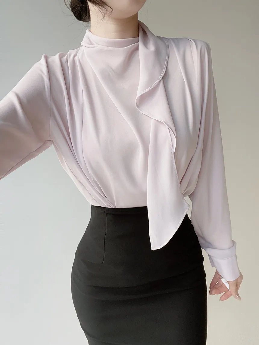 ボウタイピンタック長袖ブラウス | mirangmirang | 詳細画像10