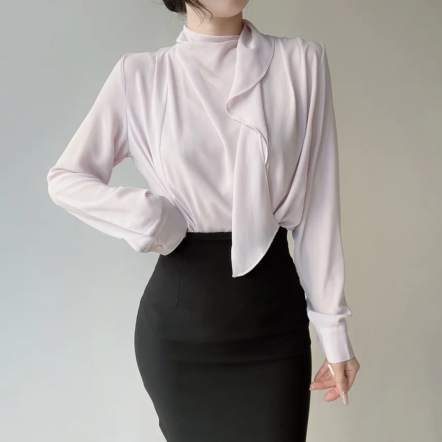 ボウタイピンタック長袖ブラウス | mirangmirang | 詳細画像12