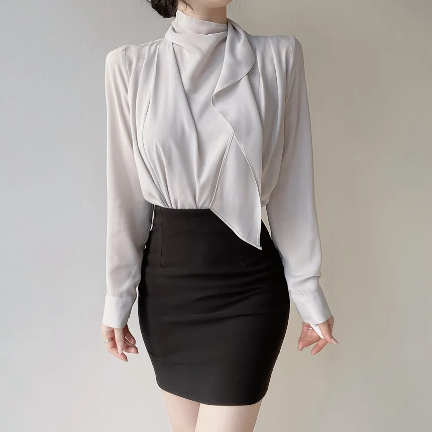 ボウタイピンタック長袖ブラウス | mirangmirang | 詳細画像15