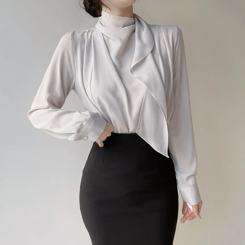 ボウタイピンタック長袖ブラウス | mirangmirang | 詳細画像16