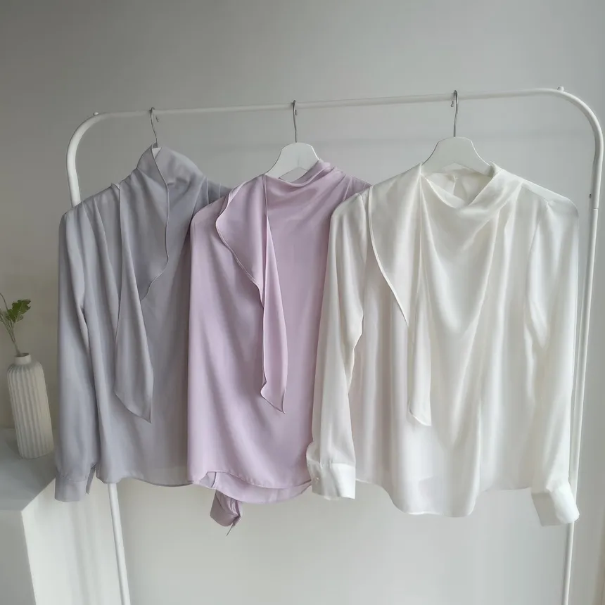 ボウタイピンタック長袖ブラウス | mirangmirang | 詳細画像17