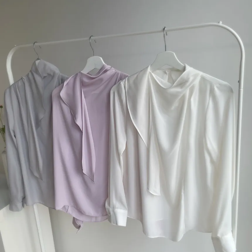 ボウタイピンタック長袖ブラウス | mirangmirang | 詳細画像18