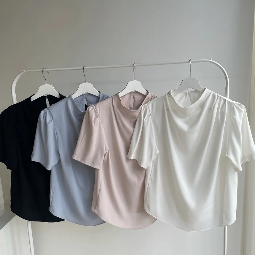 ハーフネックシャーリング半袖ブラウス | mirangmirang | 詳細画像21