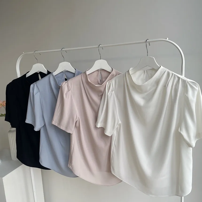 ハーフネックシャーリング半袖ブラウス | mirangmirang | 詳細画像22