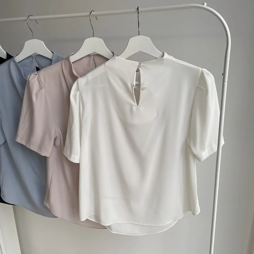 ハーフネックシャーリング半袖ブラウス | mirangmirang | 詳細画像24