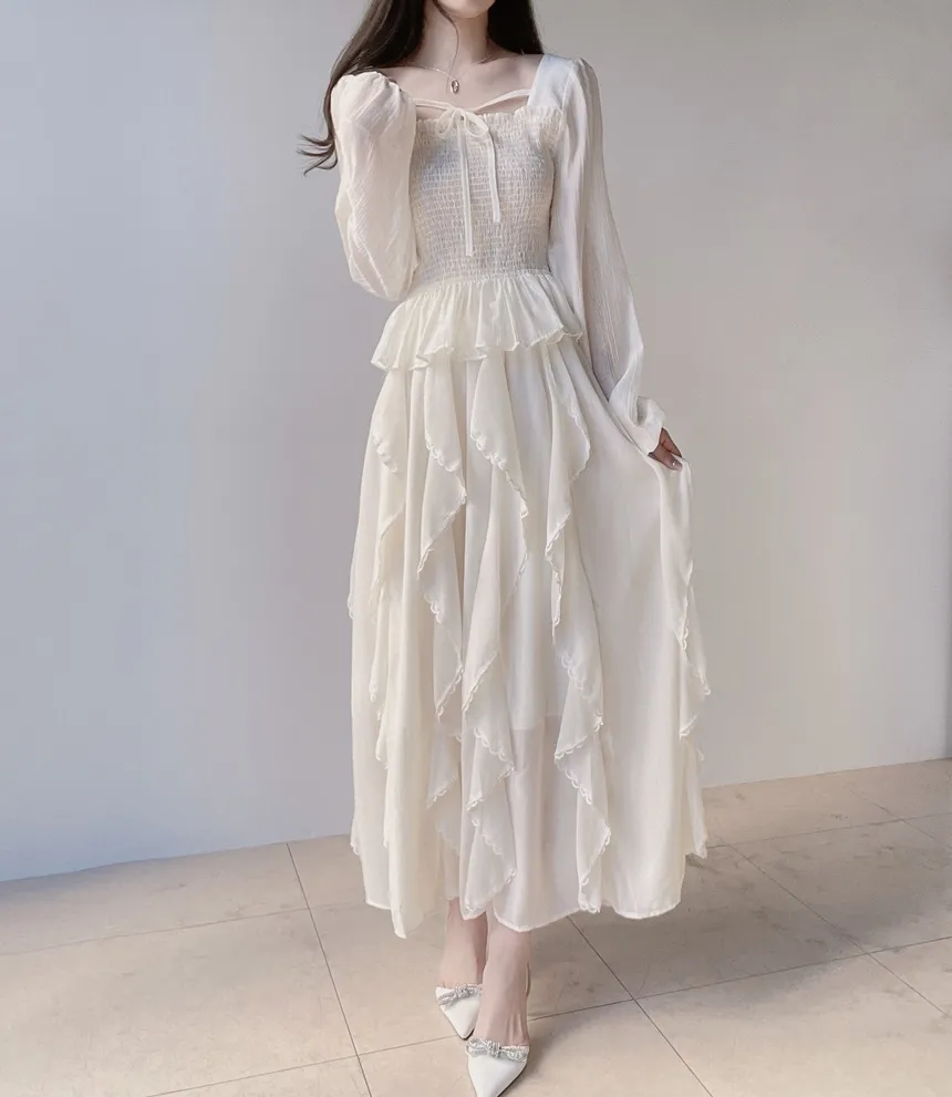 スクエアネックシャーリングドローストリングフリルブラウス | mirangmirang | 詳細画像3