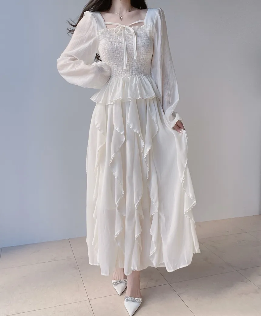 スクエアネックシャーリングドローストリングフリルブラウス | mirangmirang | 詳細画像4