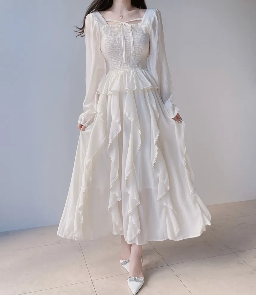 スクエアネックシャーリングドローストリングフリルブラウス | mirangmirang | 詳細画像5