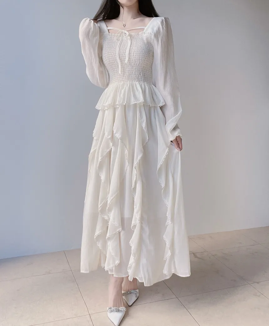 スクエアネックシャーリングドローストリングフリルブラウス | mirangmirang | 詳細画像6