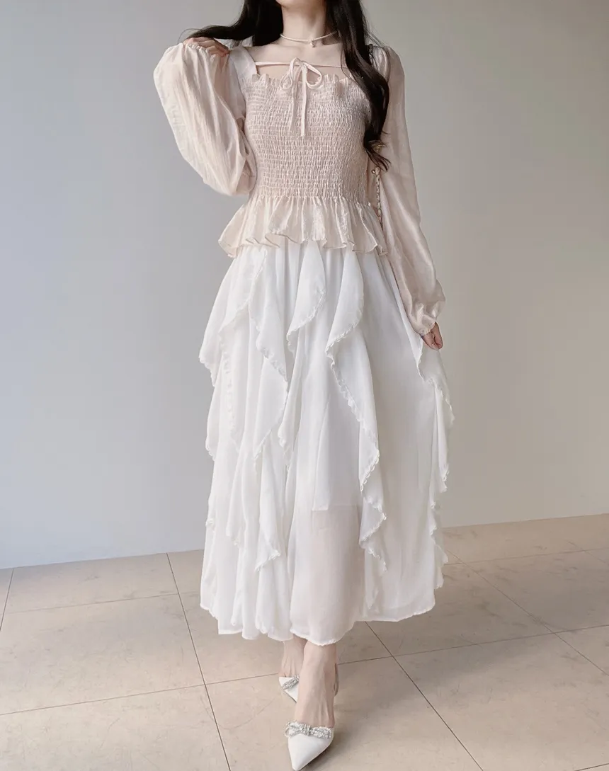 スクエアネックシャーリングドローストリングフリルブラウス | mirangmirang | 詳細画像17