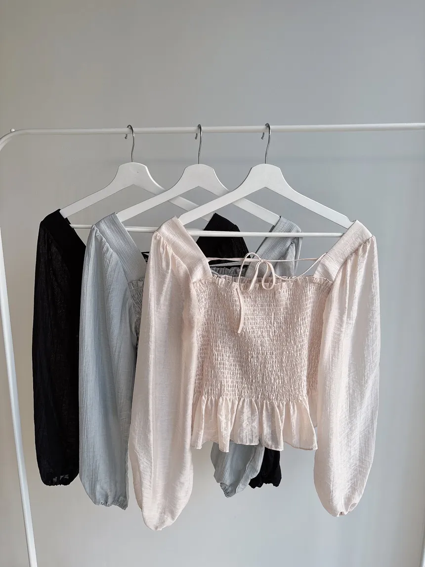 スクエアネックシャーリングドローストリングフリルブラウス | mirangmirang | 詳細画像38