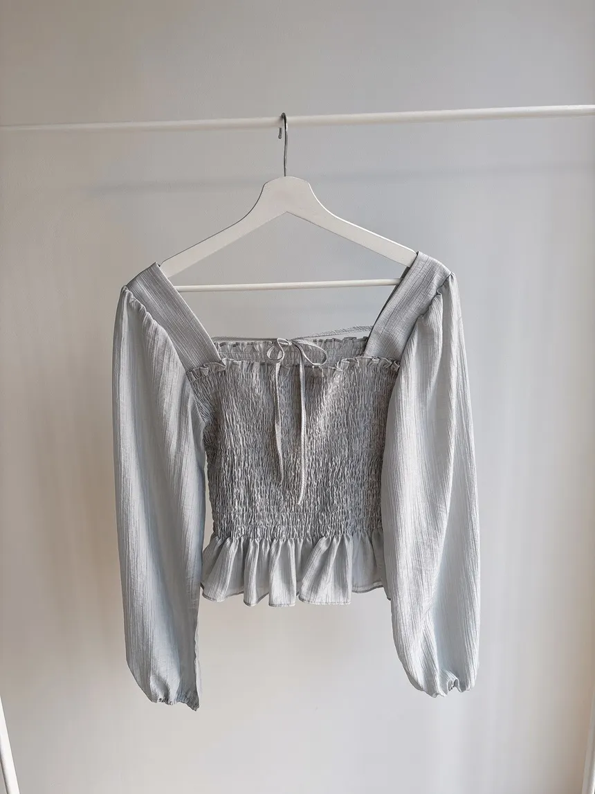 スクエアネックシャーリングドローストリングフリルブラウス | mirangmirang | 詳細画像41