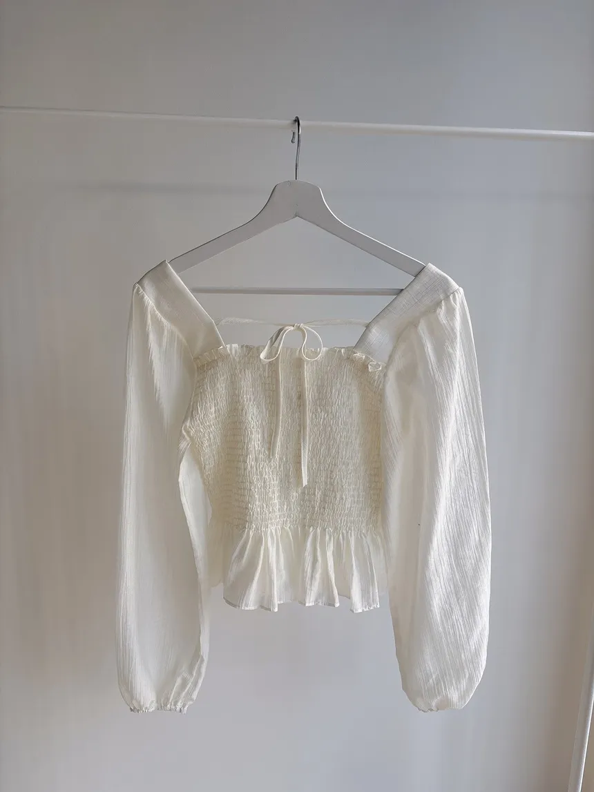 スクエアネックシャーリングドローストリングフリルブラウス | mirangmirang | 詳細画像43