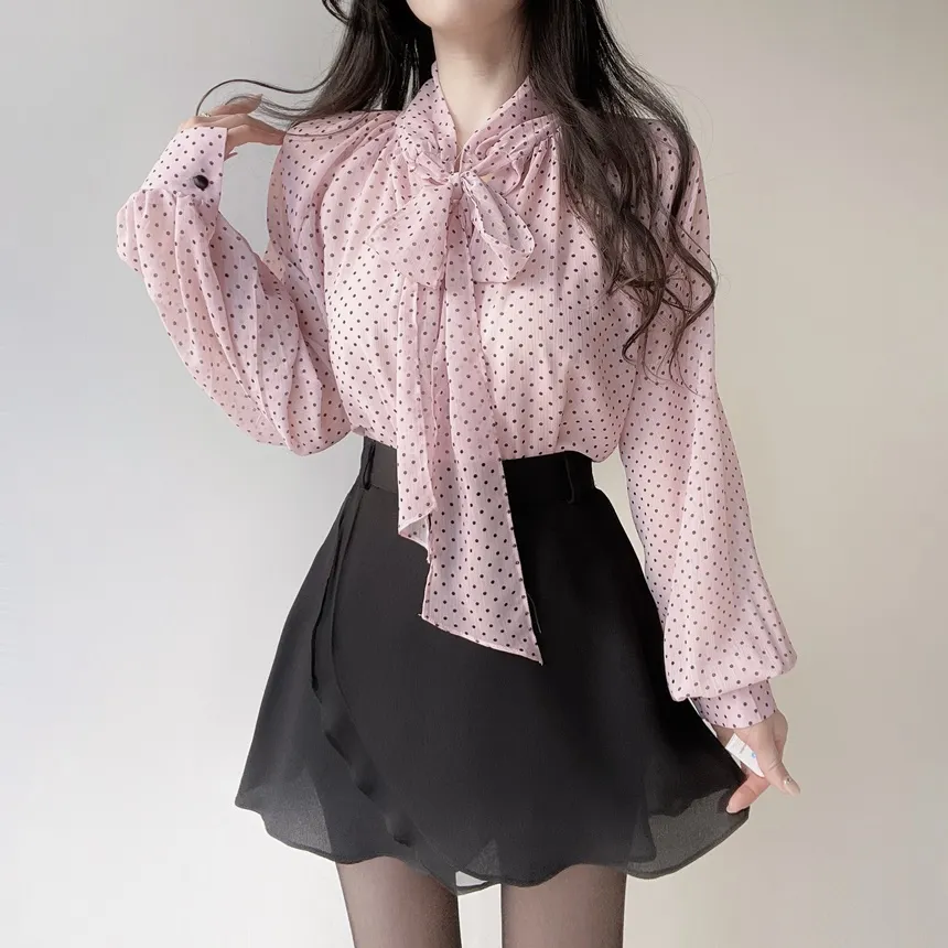 シフォンボウタイラグランドットブラウス | mirangmirang | 詳細画像3