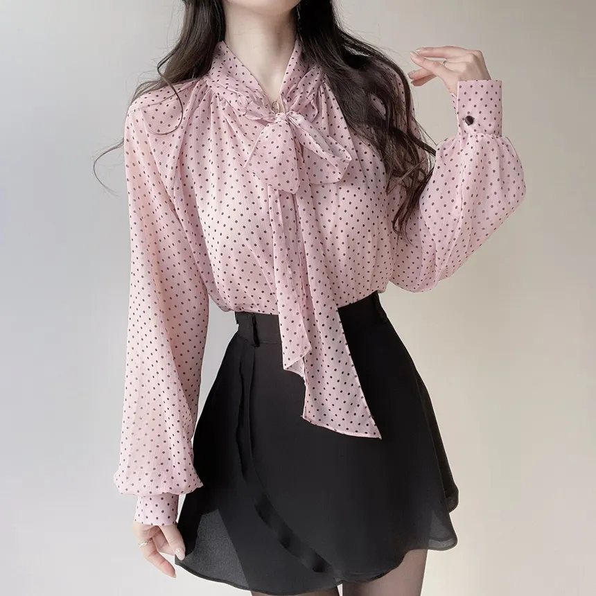 シフォンボウタイラグランドットブラウス | mirangmirang | 詳細画像5