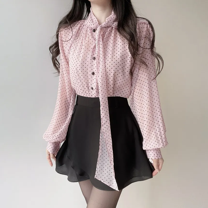 シフォンボウタイラグランドットブラウス | mirangmirang | 詳細画像6