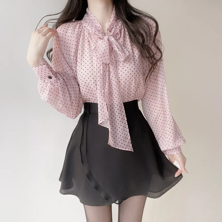 シフォンボウタイラグランドットブラウス | mirangmirang | 詳細画像7