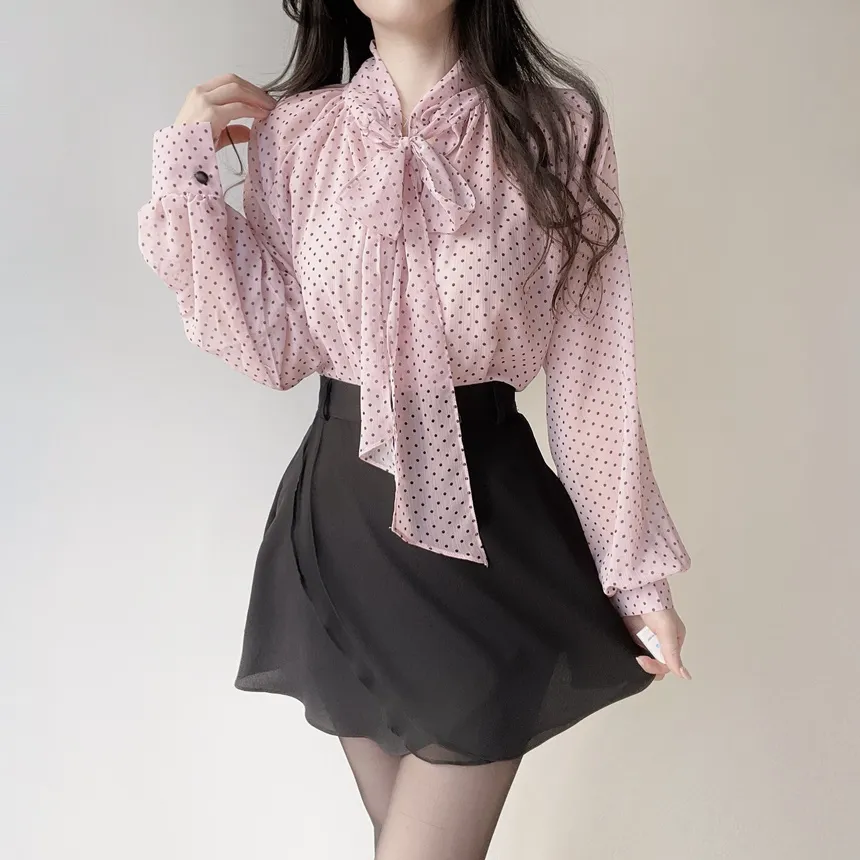 シフォンボウタイラグランドットブラウス | mirangmirang | 詳細画像8