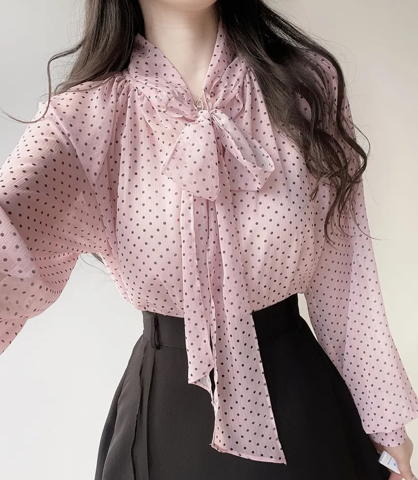 シフォンボウタイラグランドットブラウス | mirangmirang | 詳細画像9