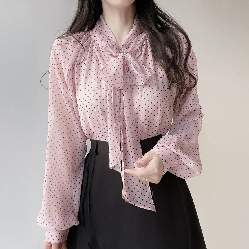 シフォンボウタイラグランドットブラウス | mirangmirang | 詳細画像10