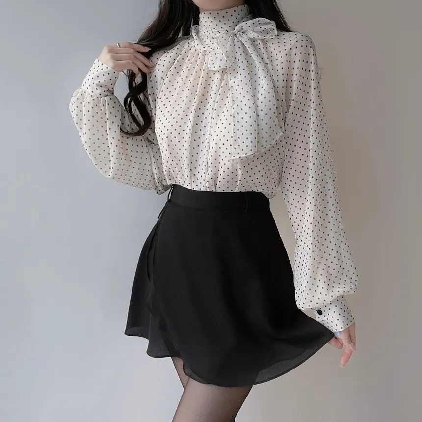 シフォンボウタイラグランドットブラウス | mirangmirang | 詳細画像12