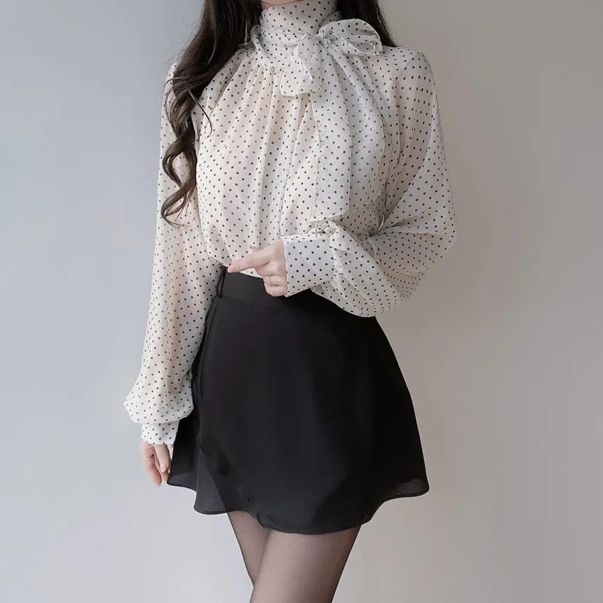 シフォンボウタイラグランドットブラウス | mirangmirang | 詳細画像14