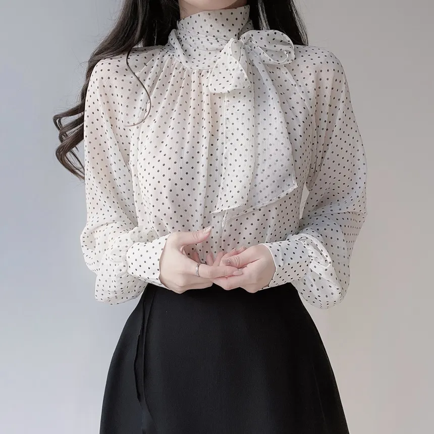 シフォンボウタイラグランドットブラウス | mirangmirang | 詳細画像15