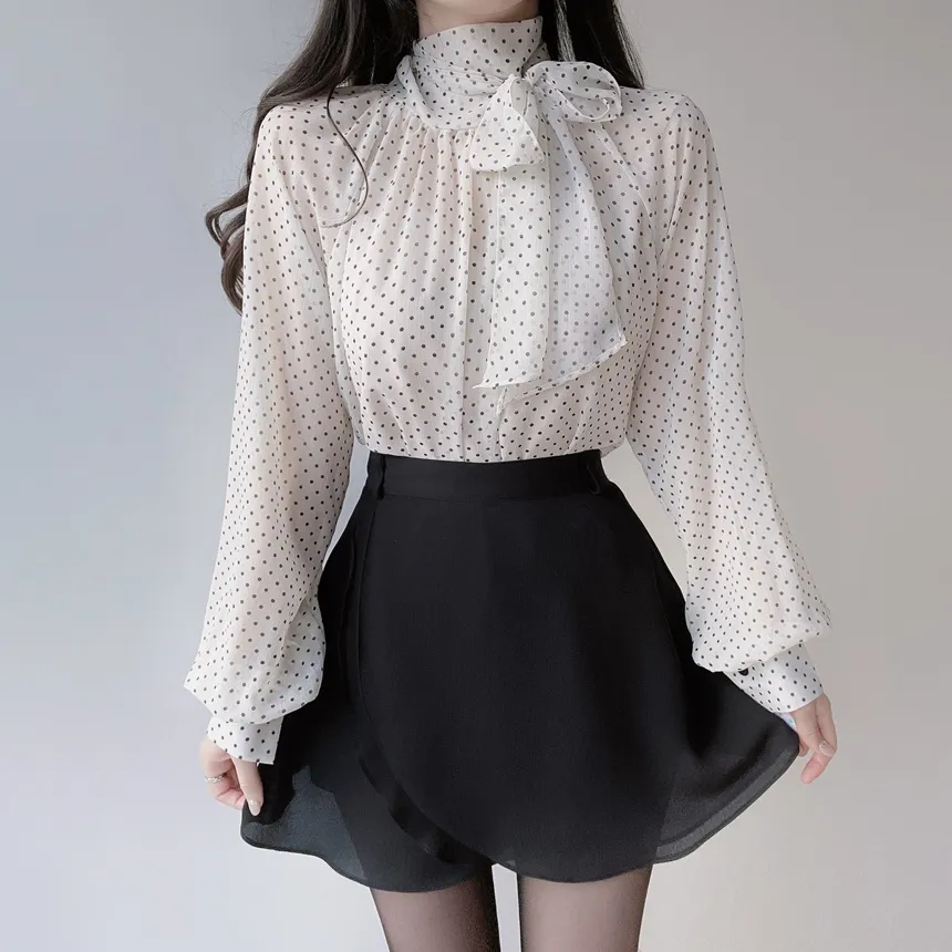 シフォンボウタイラグランドットブラウス | mirangmirang | 詳細画像16