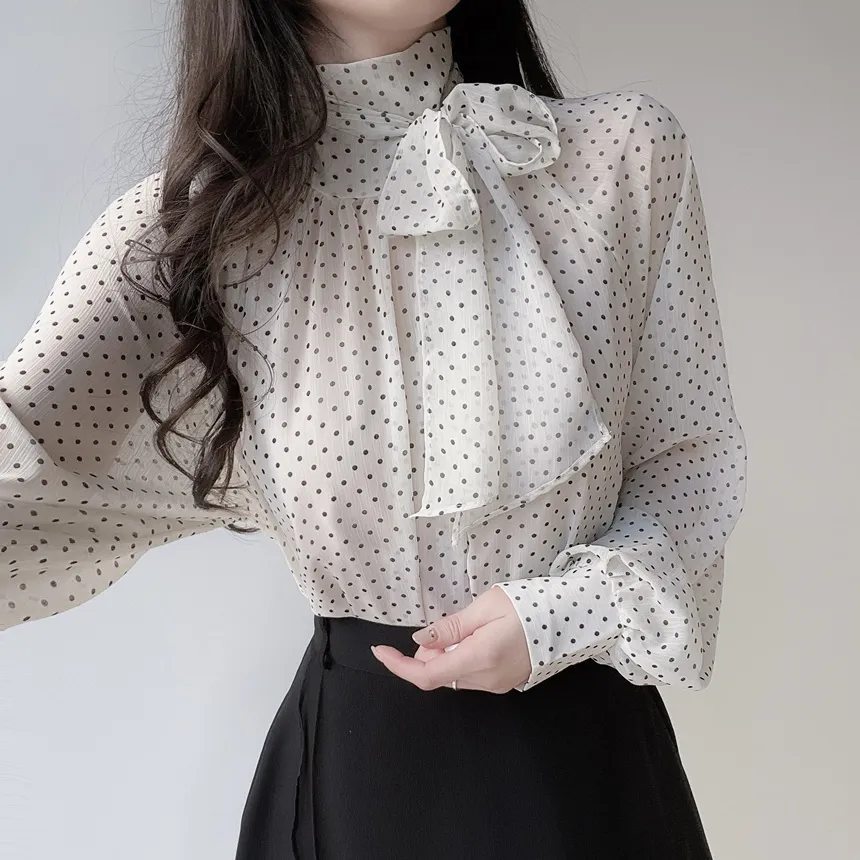 シフォンボウタイラグランドットブラウス | mirangmirang | 詳細画像18