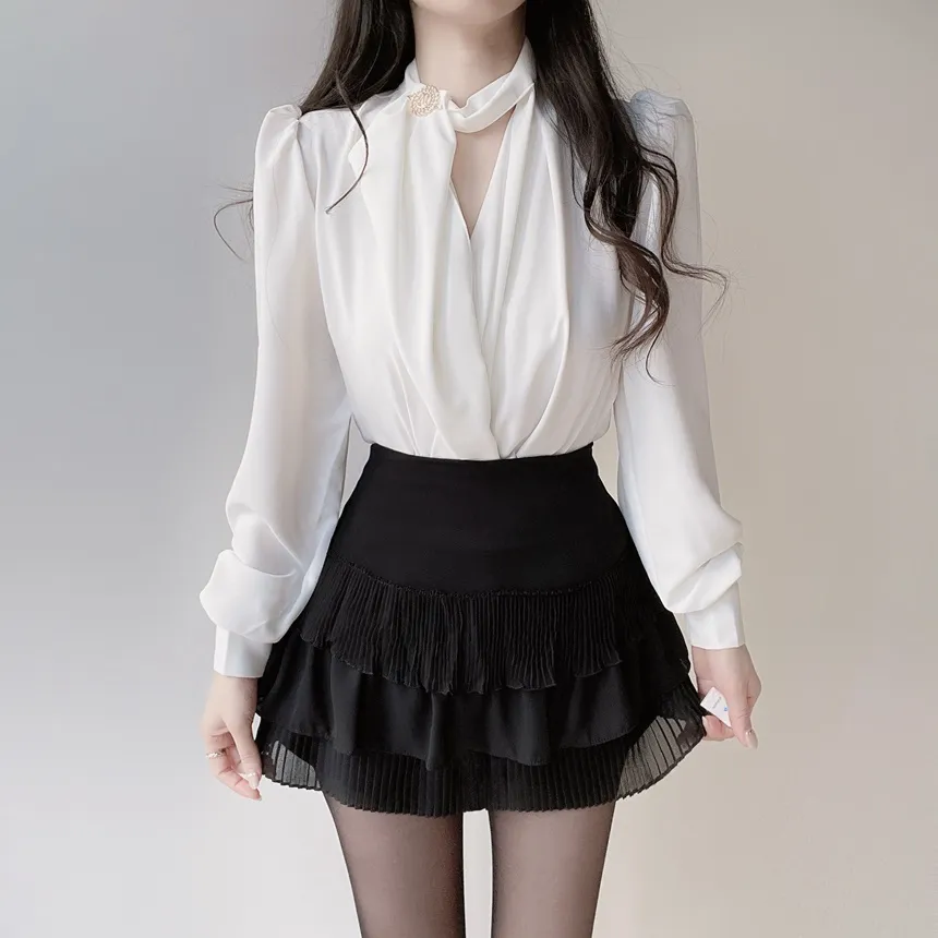 ドレープVネックパフスリーブブラウス | mirangmirang | 詳細画像5