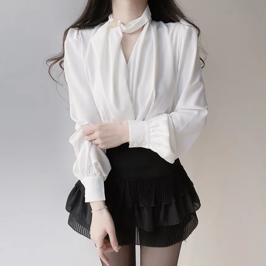 ドレープVネックパフスリーブブラウス | mirangmirang | 詳細画像6